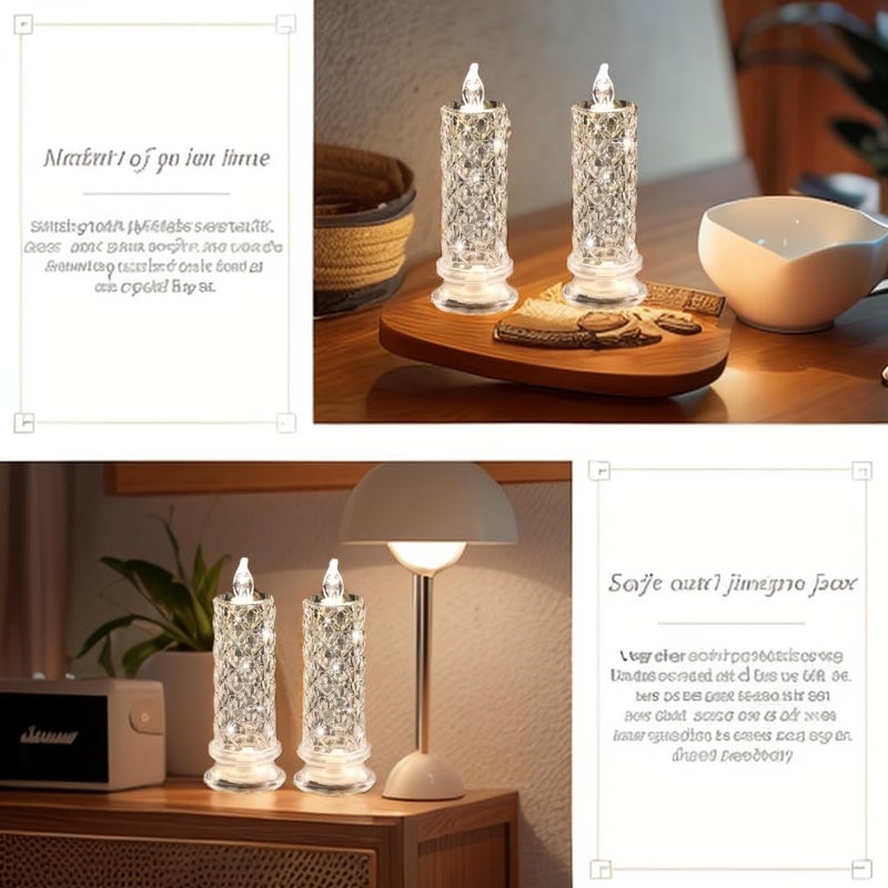 SupBri Store Rose Shadow LED Flameless Candles, 6PCS Romantic Battery Operated Candles Led Pillar Candles for Valentines Anniversary Wedding Christmas Decorations(White, D 2.5" x H 7.2") - Image 4